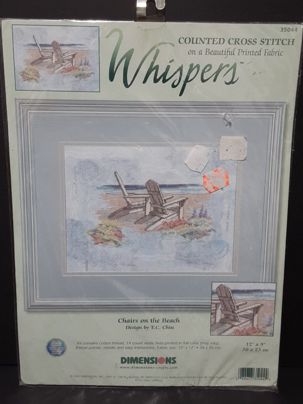 Cross Stitch Kit Dimensions Chairs on the Beach Whispers 12"x 9" Vintage NEW